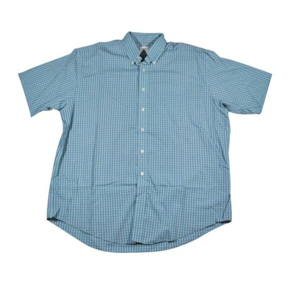 Brooks Brothers 346 Men's Size Medium Blue Button Down Front Gingham 100% Cotton - Picture 1 of 4